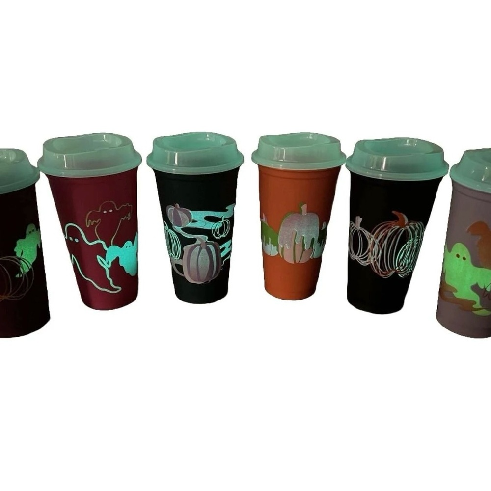 Starbucks Halloween 2023 Glow-In-The Dark 6 Pack 16 Oz Reusable Hot Cups NEW! - Picture 7 of 13